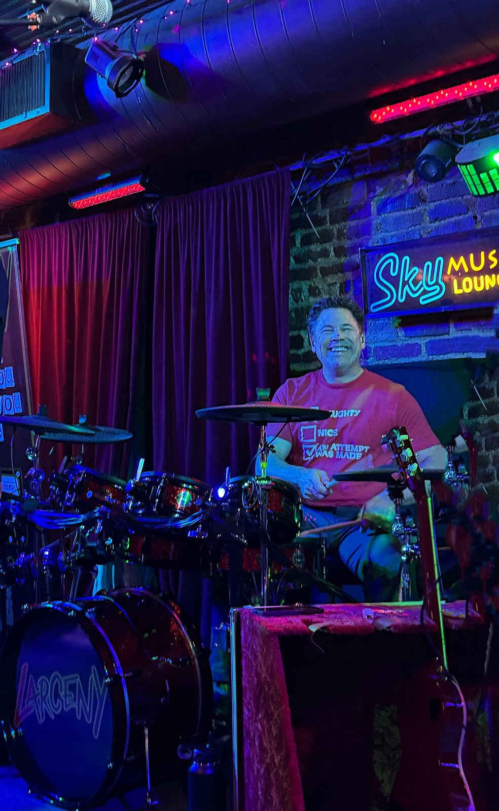 John drumming at Sky Music Lounge